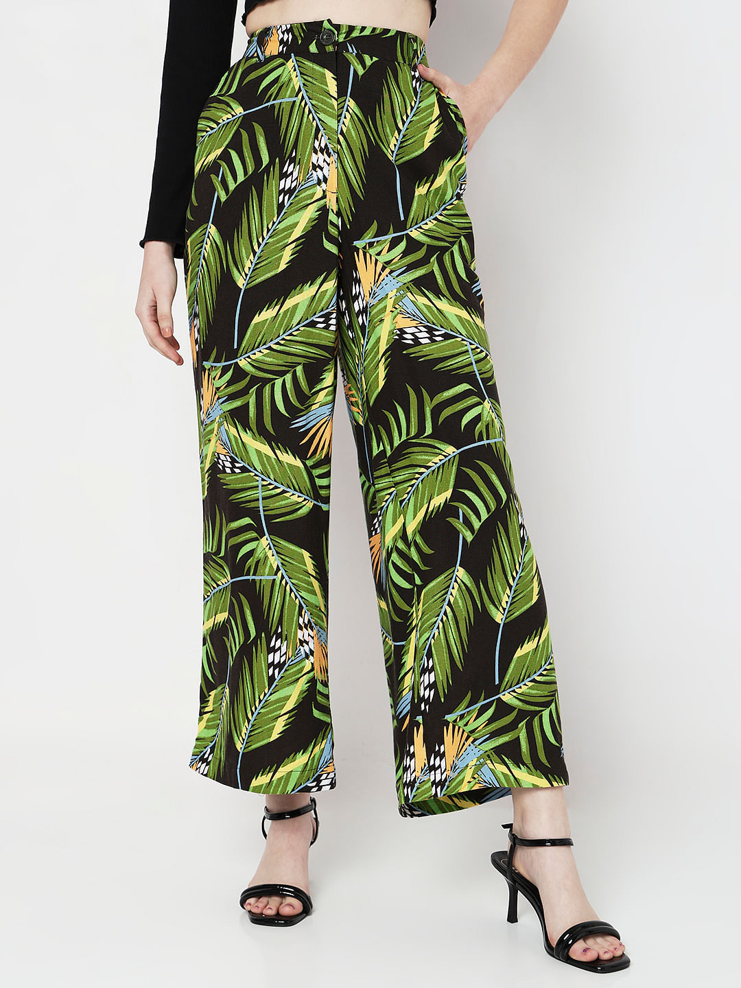 Buy FOREVER NEW Print Tropical Print Relaxed Fit Viscose Womens Casual Pants   Shoppers Stop