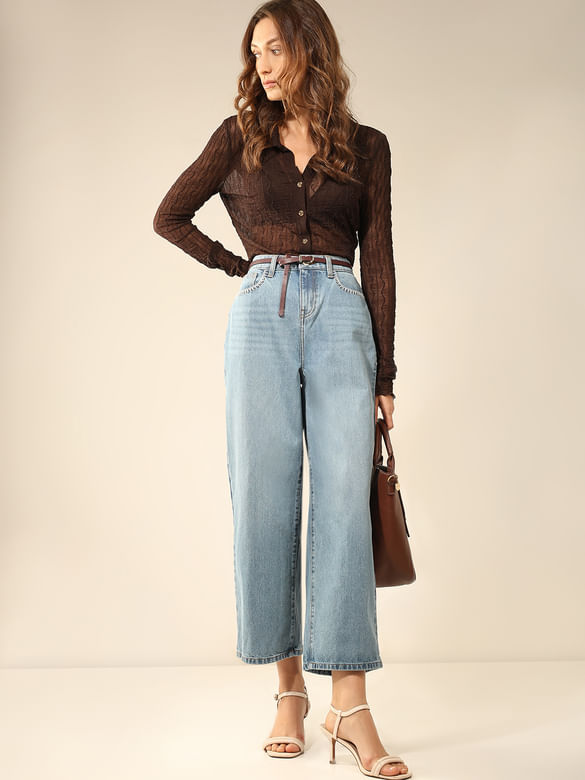 Blue High Rise Zoey Wide-Leg Jeans
