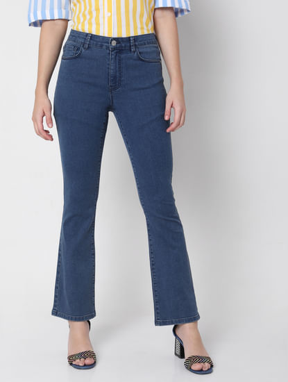Blue Mid Rise Bootcut Jeans