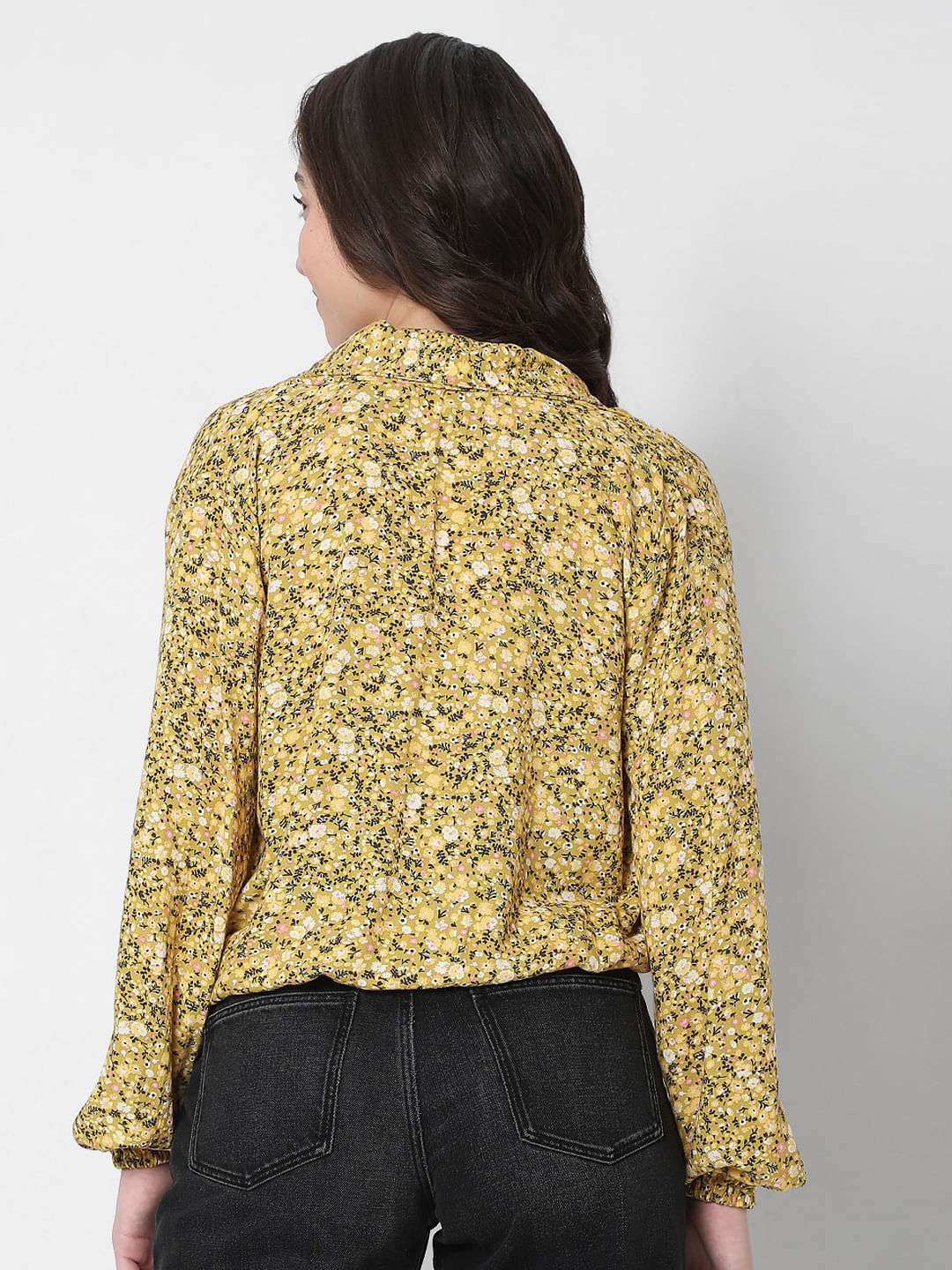 Yellow floral clearance wrap top