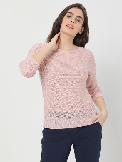 Pink Drop Shoulder Sweater