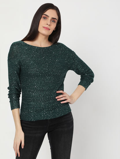 Green Drop Shoulder Sweater