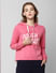 Pink Text Print Hooded Sweatshirt