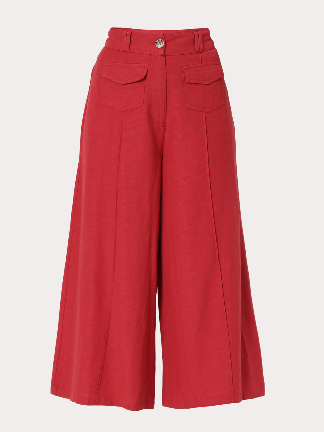 high waisted red wide leg pants