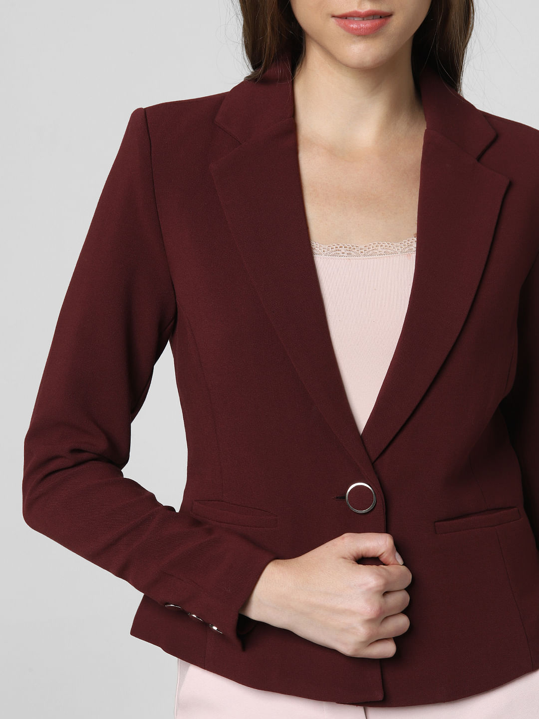 single button blazer womens