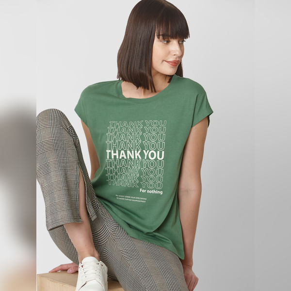 VERO MODA Green Text Print T-shirt