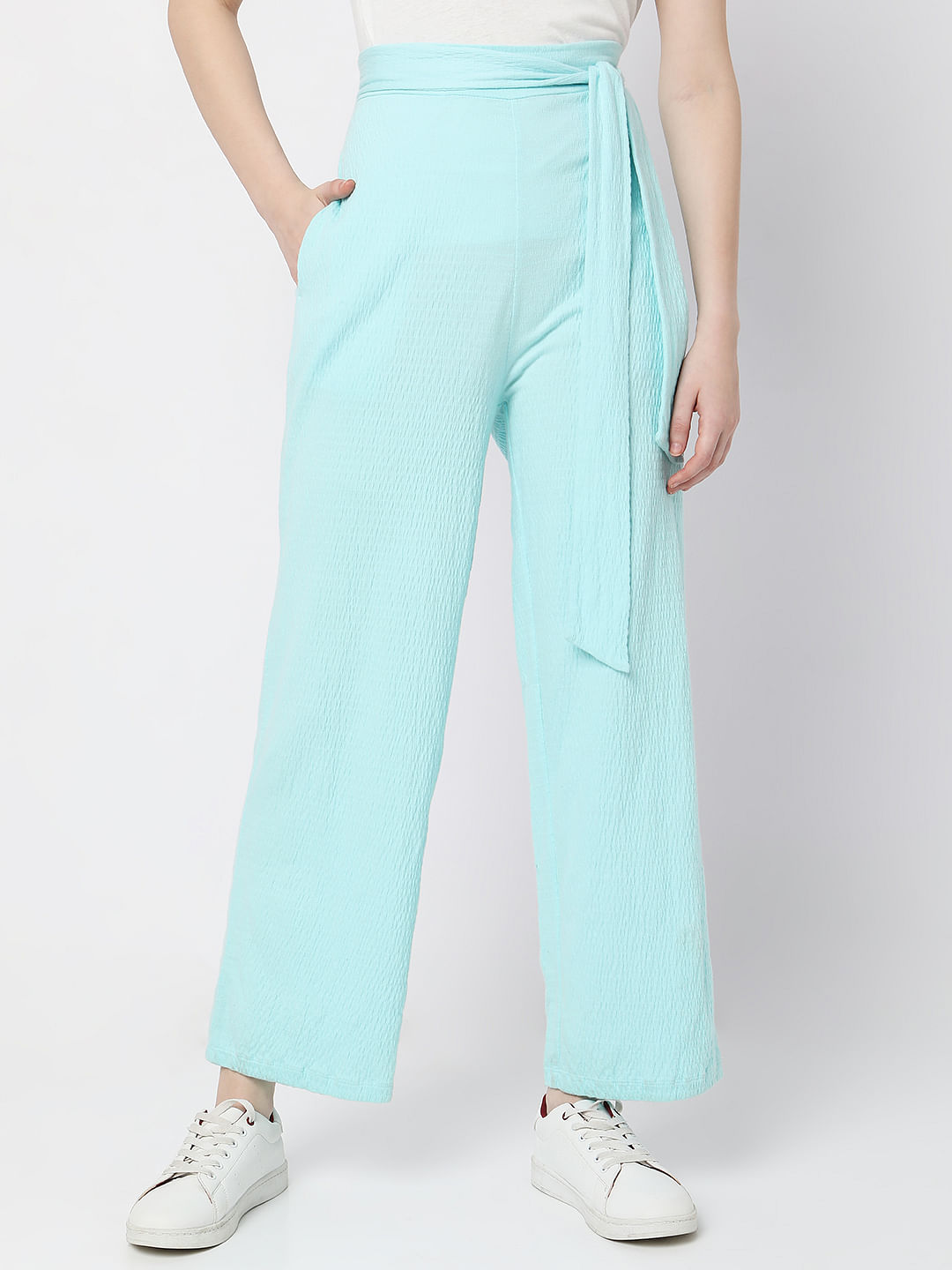 Zara Wide Leg Trousers With Darts Blue 2731/043 | eBay