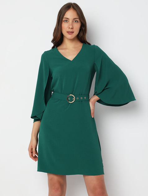 Green Fit & Flare Dress