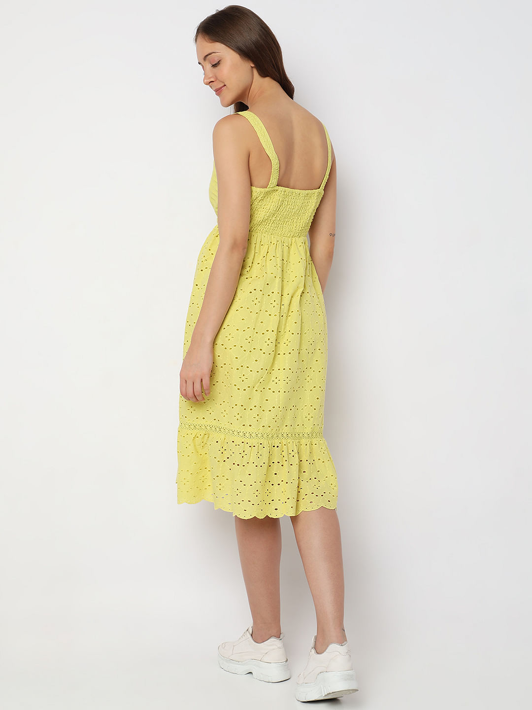 Yellow flare clearance dress