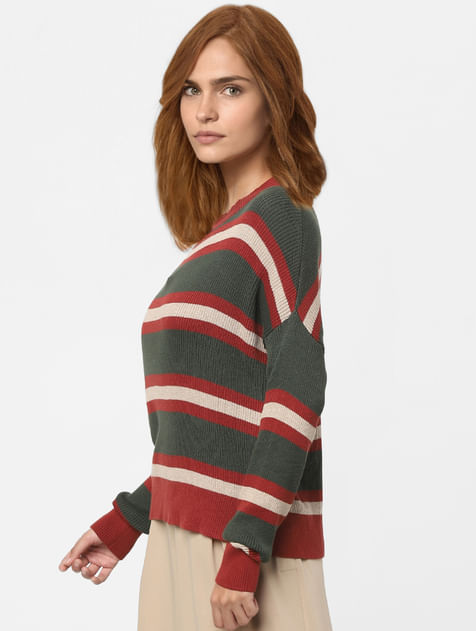 Dark Red Striped Sweater