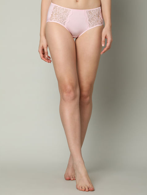 INTIMATES Pink Lace Detail Maxi Briefs