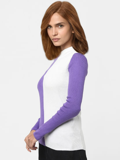 Purple Colourblocked Sweater