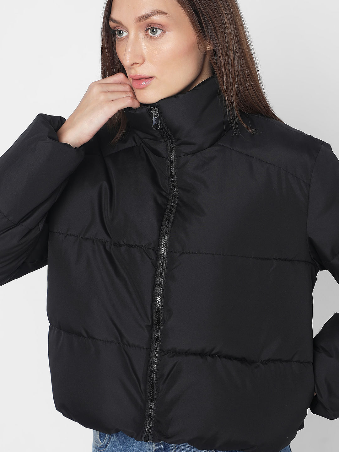 High collar cheap puffer coat