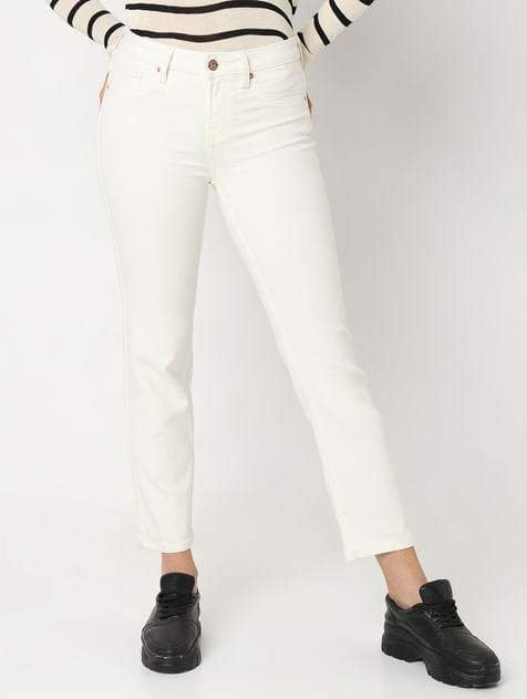 White Mid Rise Wendy Skinny Fit Jeans