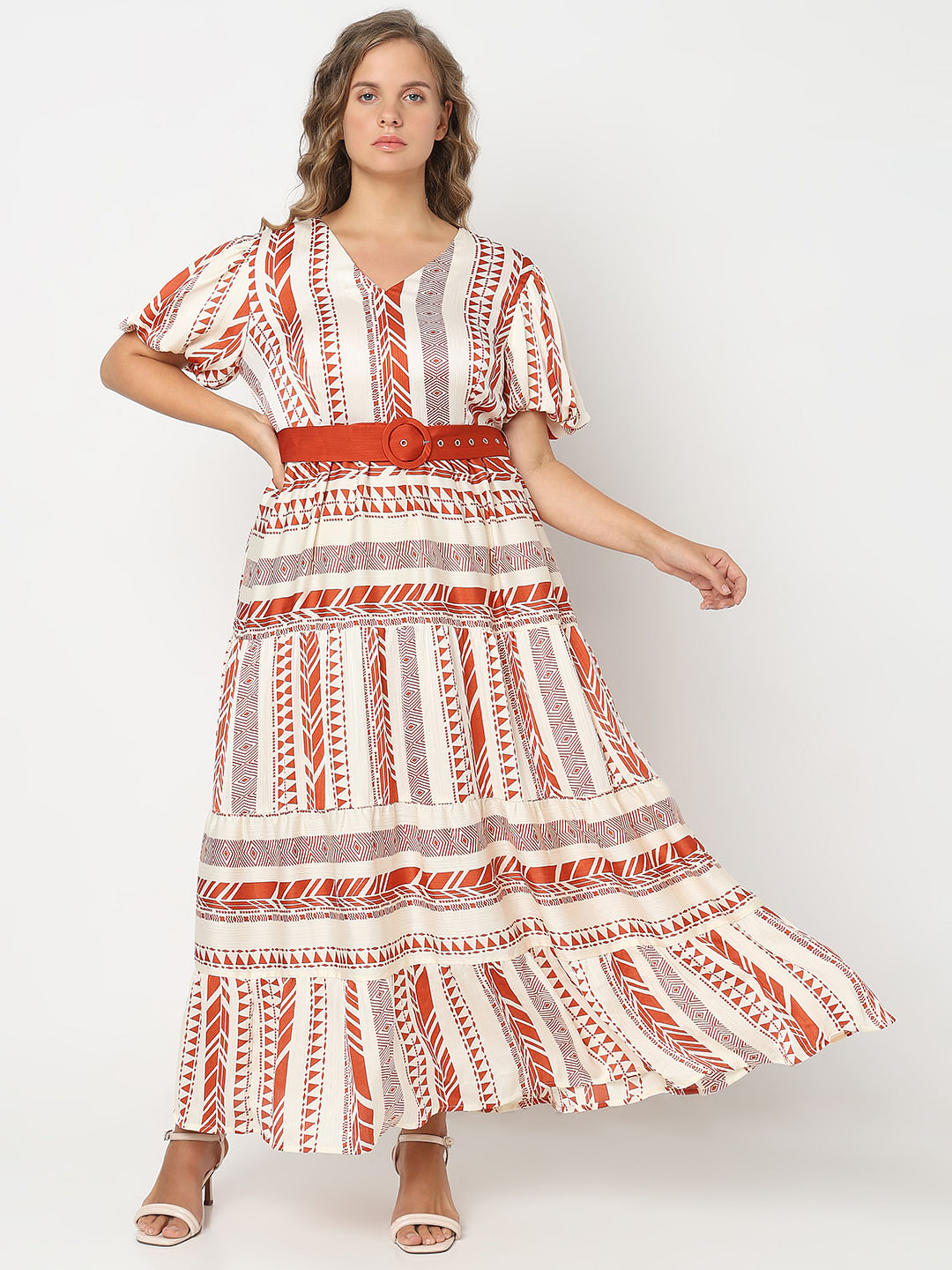 Buy AIVIK Women's Jaipuri Printed Cotton Rajasthani Traditional Maxi Long  Dress (Free Size Upto 44-XXL), Brown Multi at Amazon.in