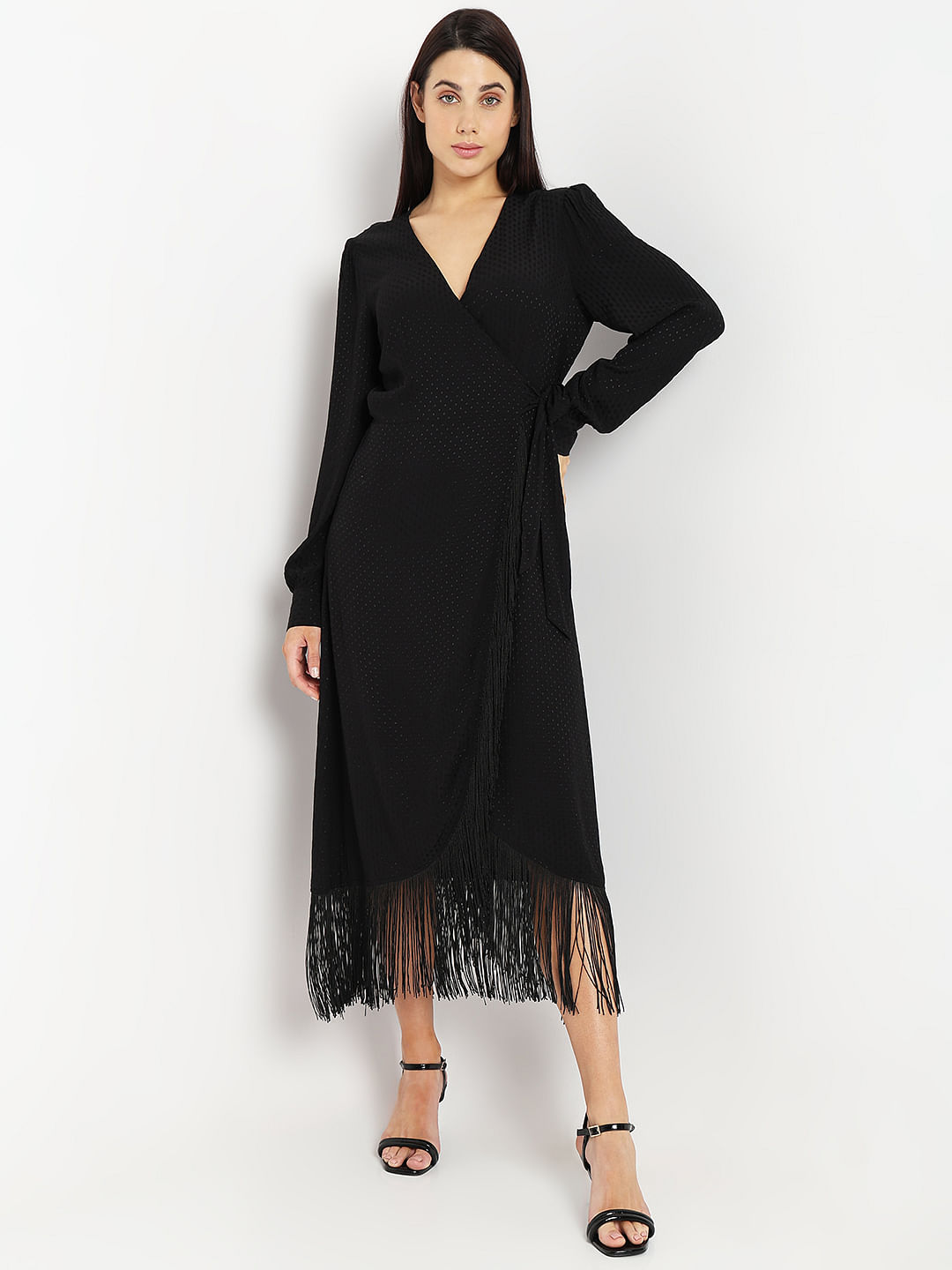 Stretchy Long Sleeve Wrap Style Maxi Dress | Women's Long Sleeve Jersey  Dress | CARAUCCI