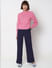 Pink High Neck Melange Yarn Pullover