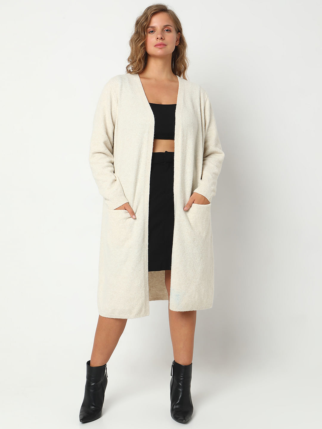 Long cream cardigan hotsell