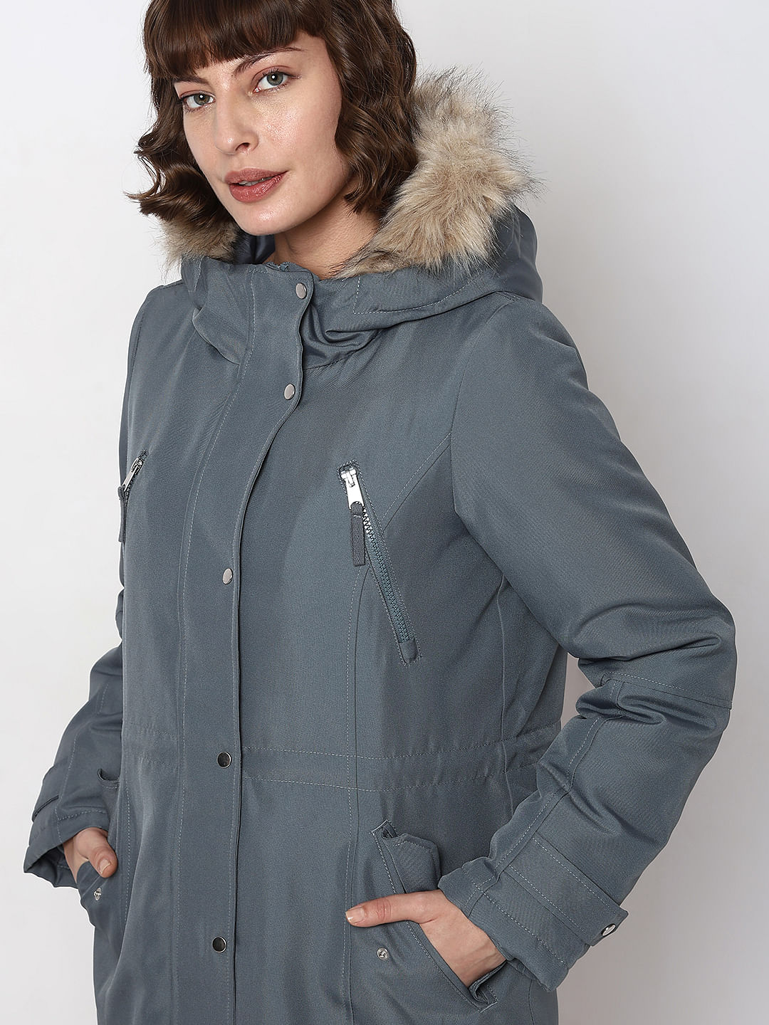 Parka coat grey best sale