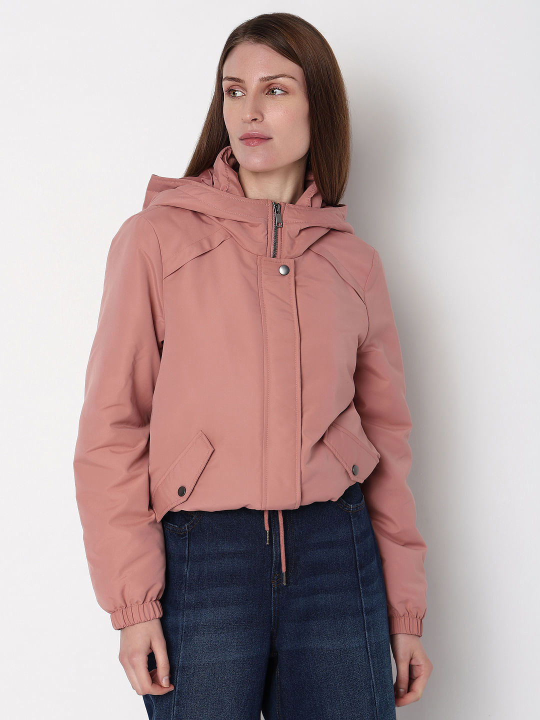 Beige Hooded Longline Puffer Jacket