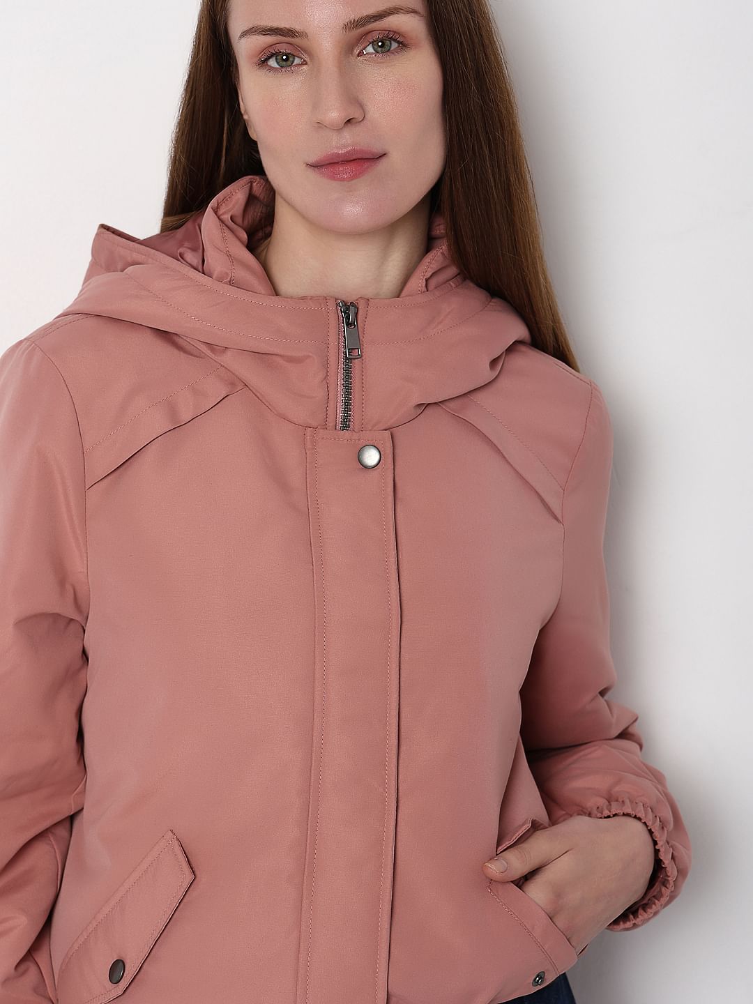 Womens pink parka on sale coat