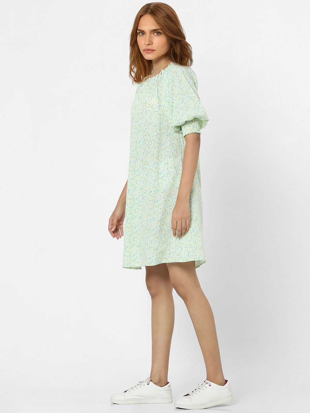 Green floral shift discount dress