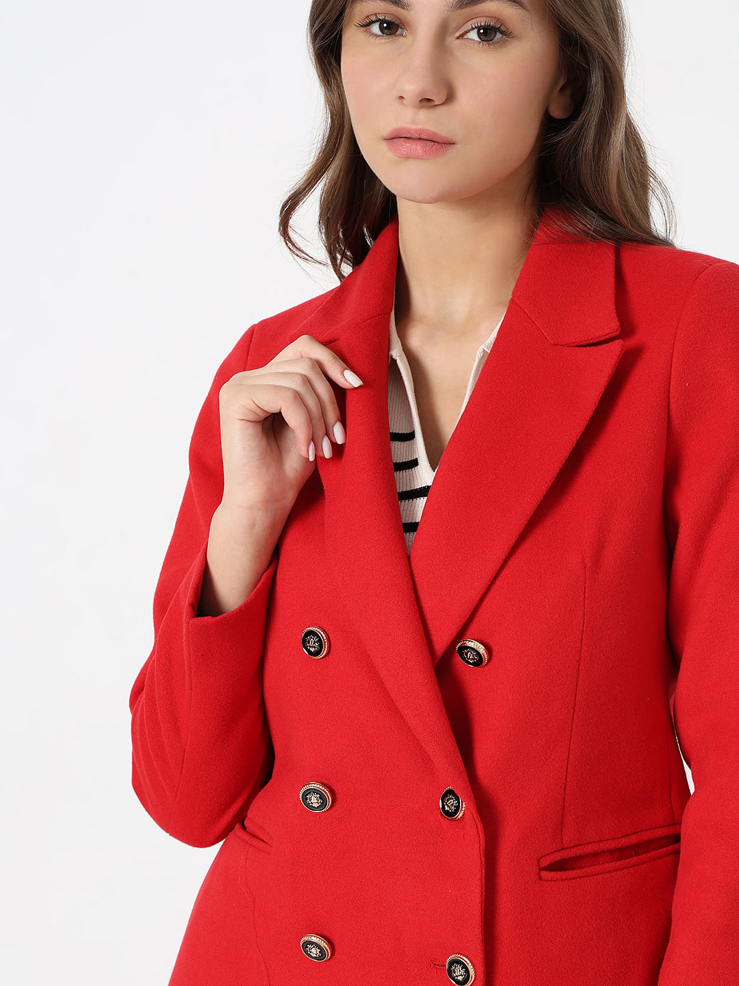 Women's red double hot sale breasted blazer