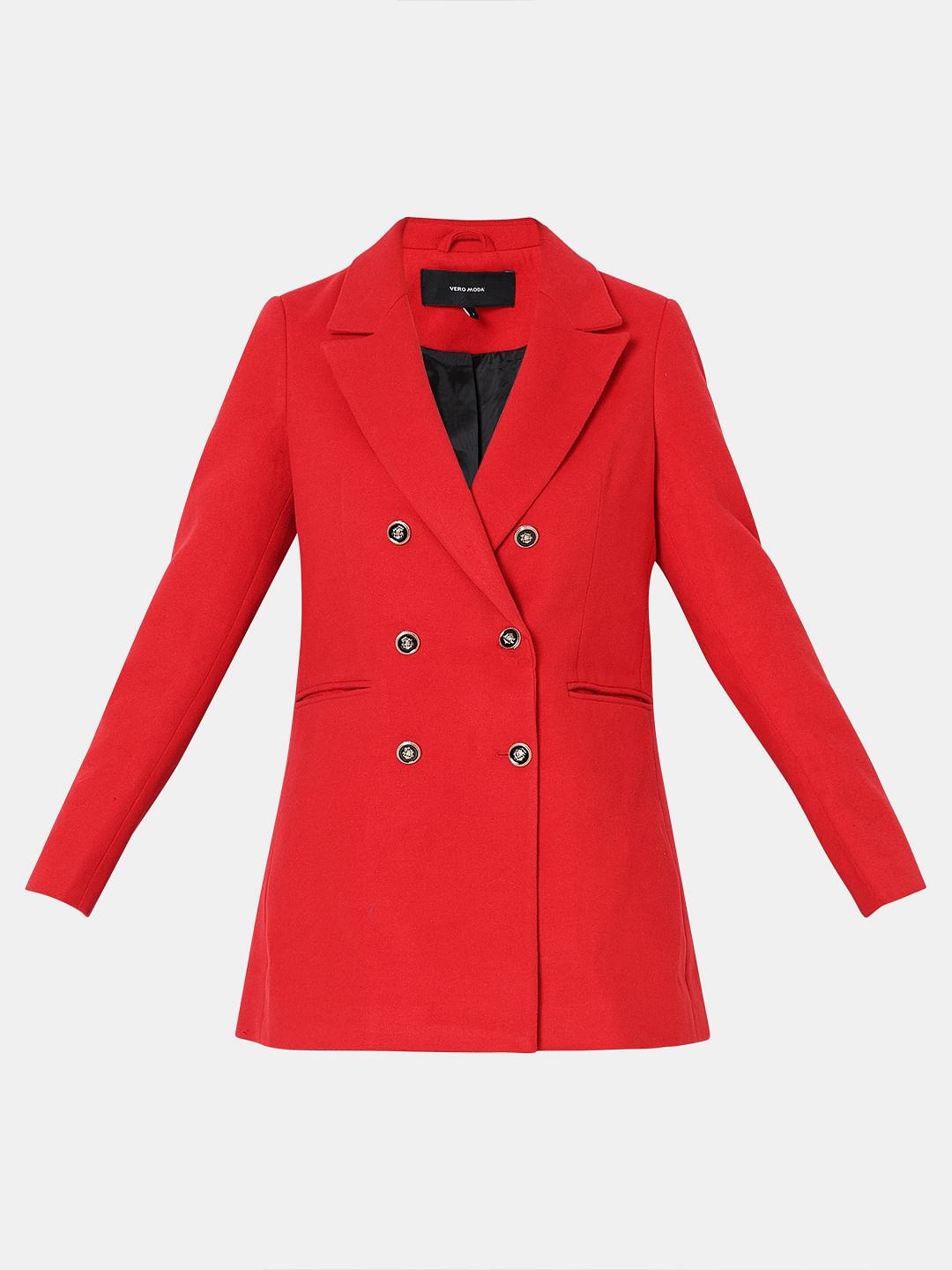 Vero moda check hot sale double breasted tailored coat