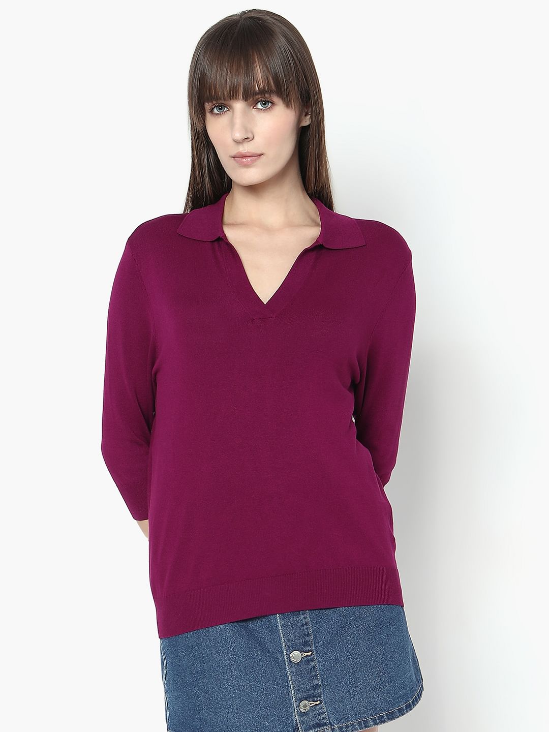 Mame Kurogouchi / Beaded Flared Sleeve Knit Top ( BROWN