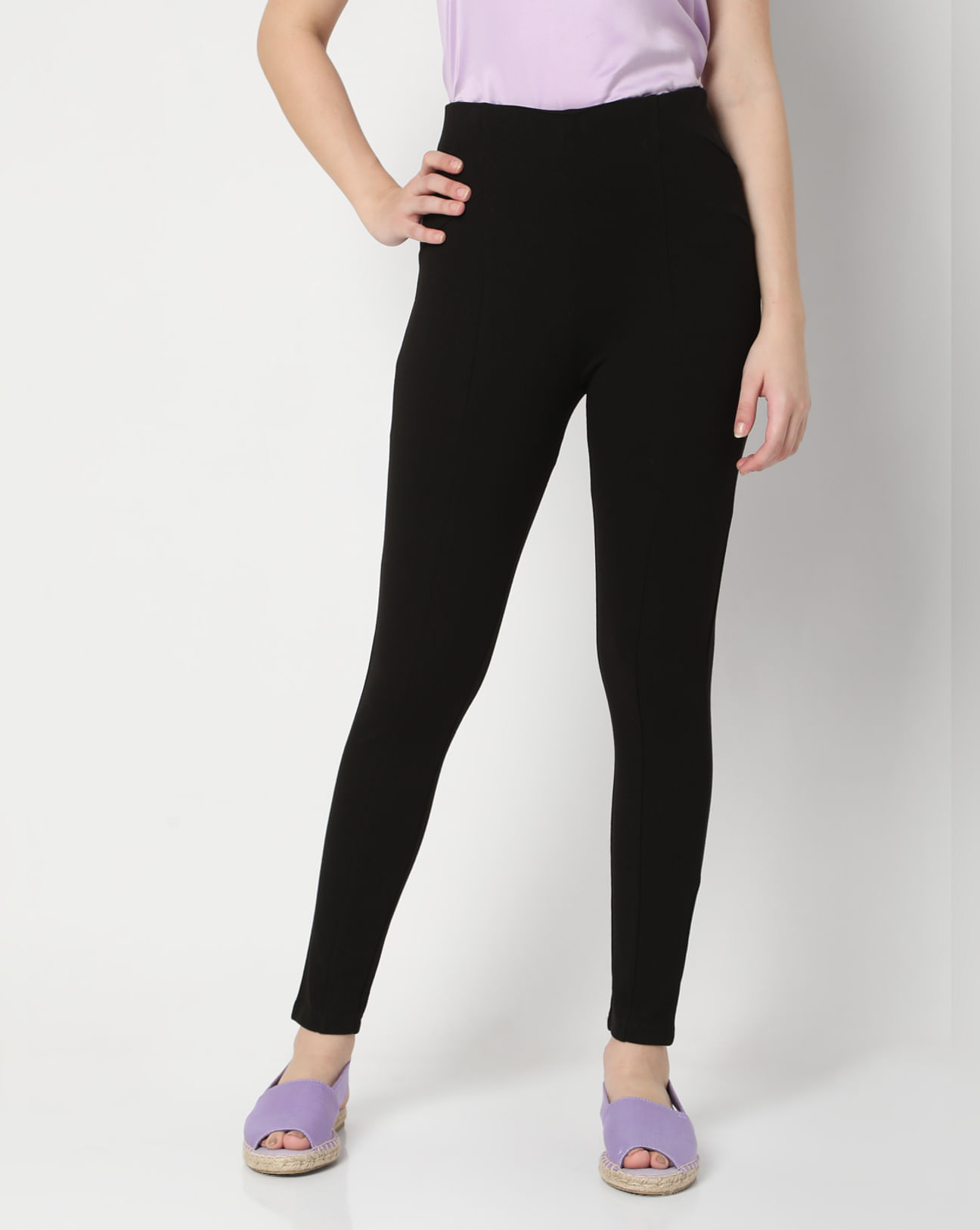 Buy LACE-UP SKINNY BLACK JEGGINGS for Women Online in India