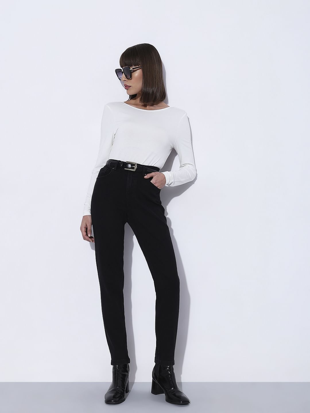 the polished denim trouser  Denim fashion women Clothes Fashion