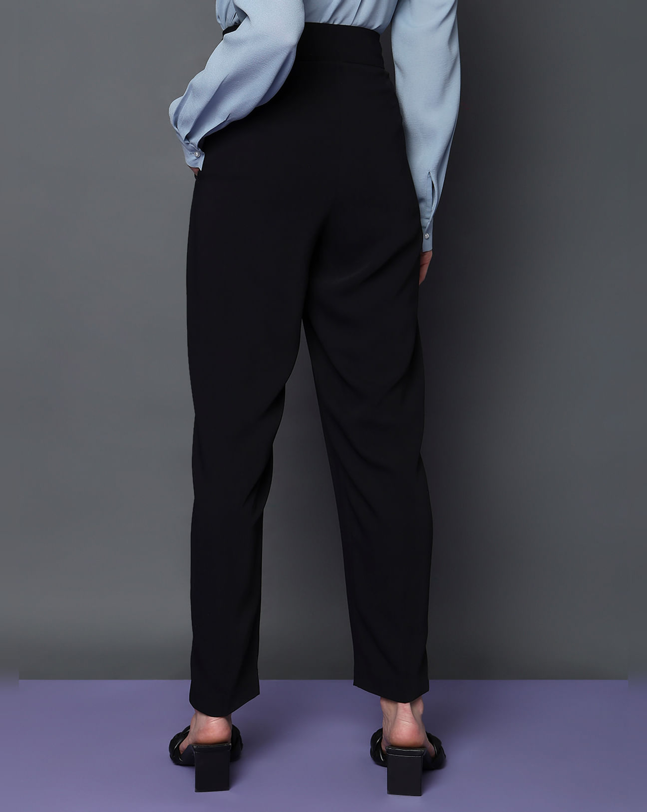 Black High Rise Tapered Pants