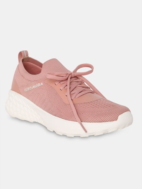 Pink Chunky Lace-Up Sneakers
