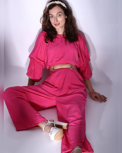MARQUEE Pink High Rise Co-ord Set Pants