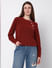 Maroon O-Neck Button Detail Pullover
