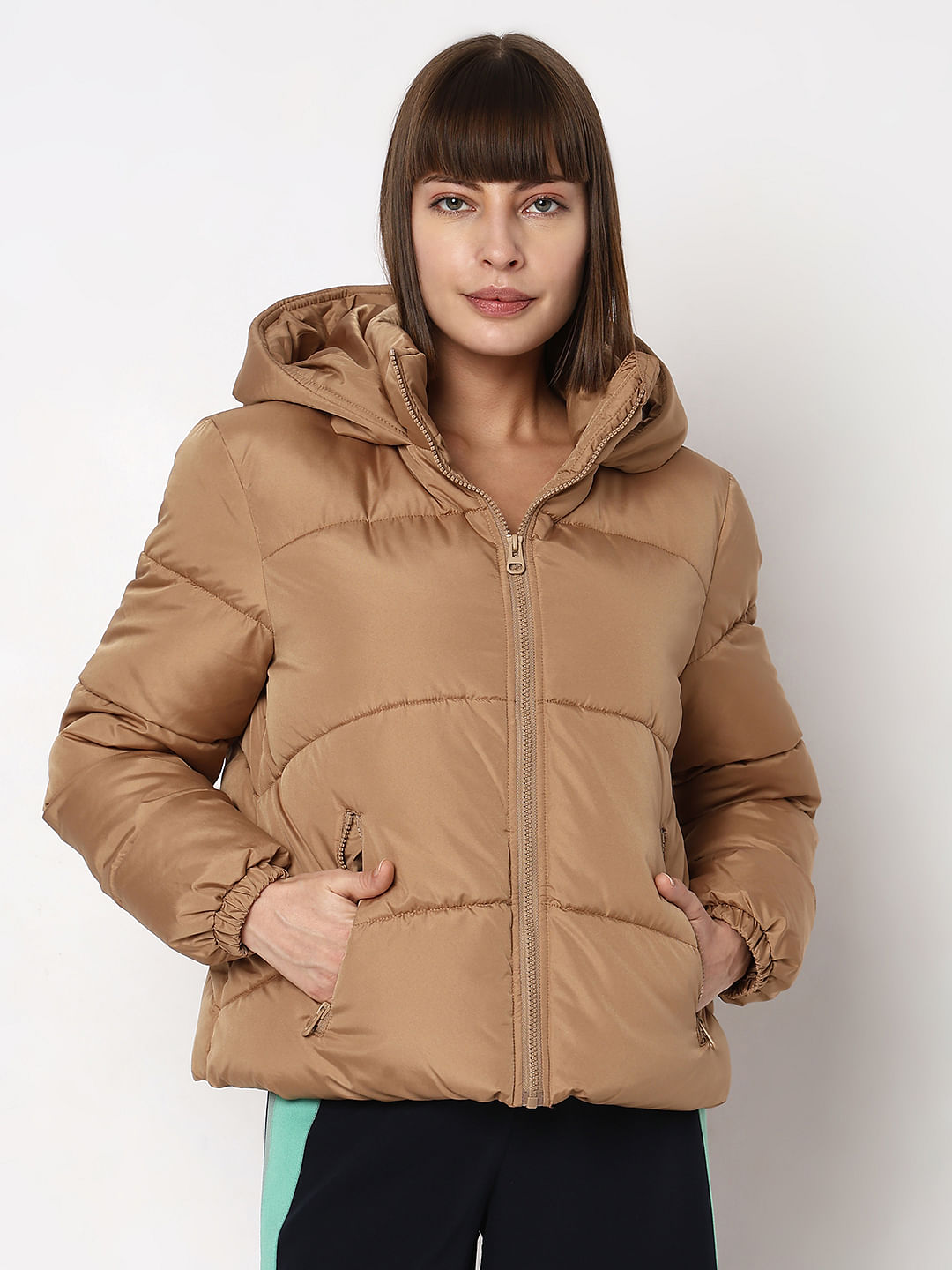 Brown hooded store jacket women's