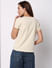 Beige Floral Embroidered T-shirt