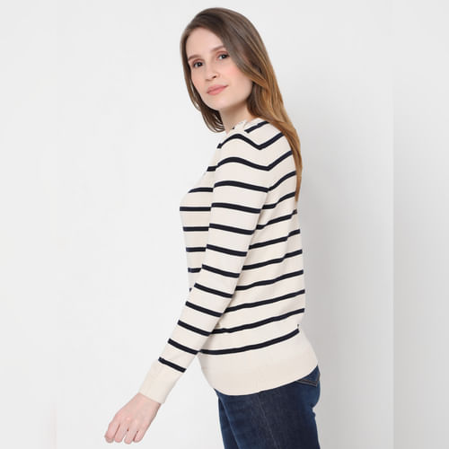 Beige Striped Pullover