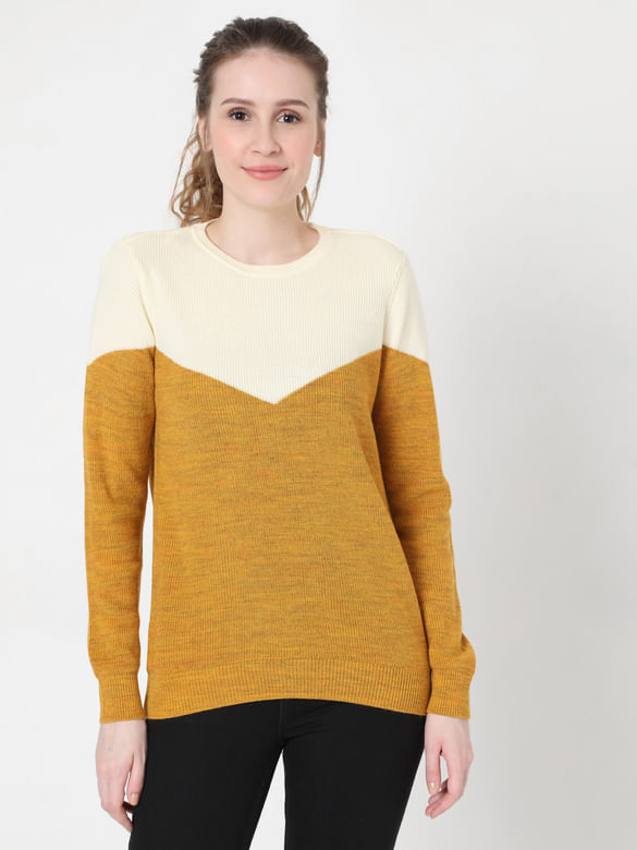 Mustard Colourblocked Pullover