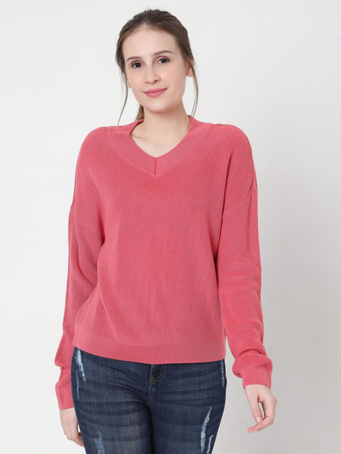 Pink Ribbed Pullover