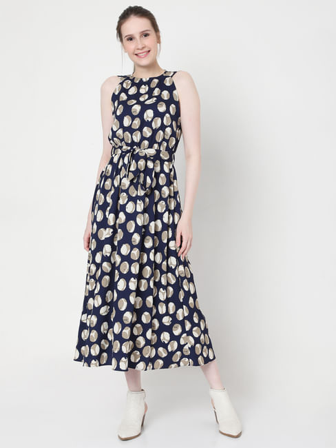 Blue Dotted Maxi Dress