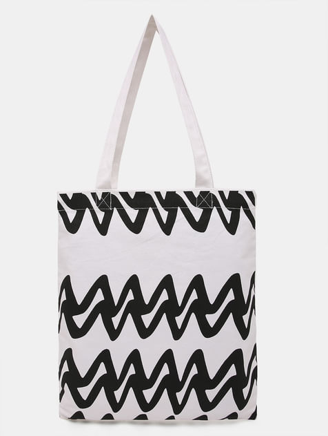 White Wave Print Tote Bag