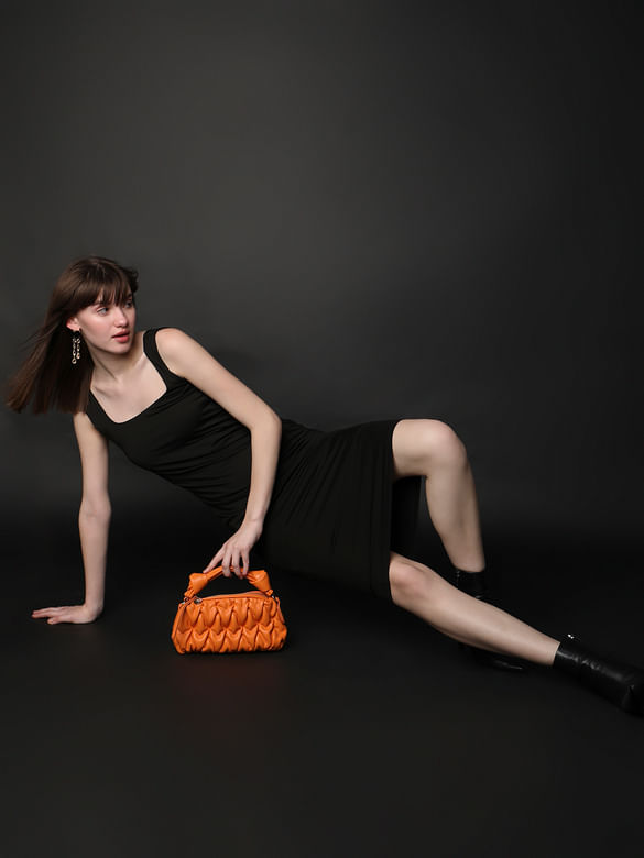 Orange Structured Sling Bag