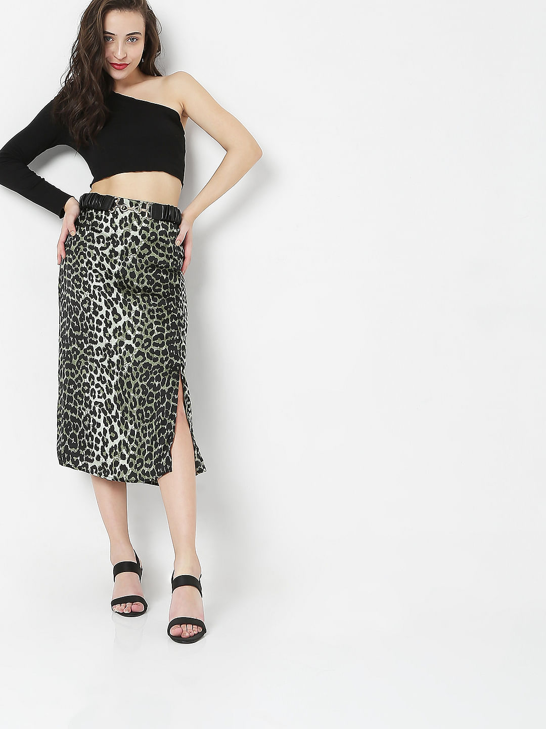 Buy Green Animal Print Skirt for Women Online