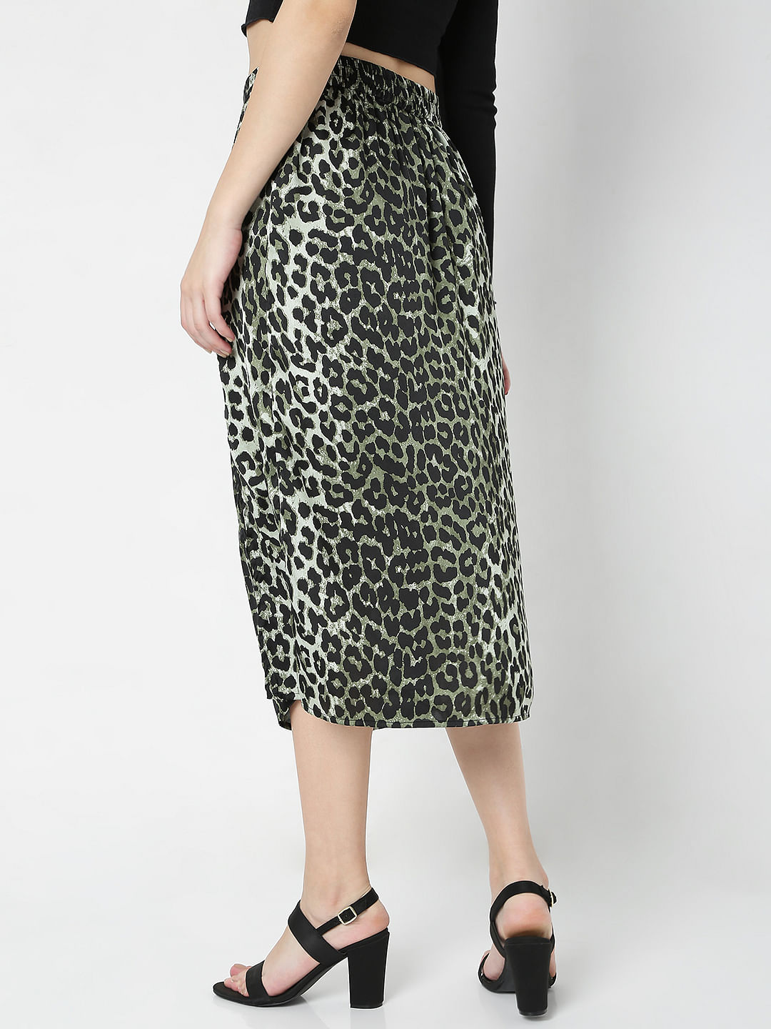 gray leopard print skirt