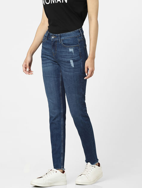 Blue Plain Coloured Wendy Skinny Jeans