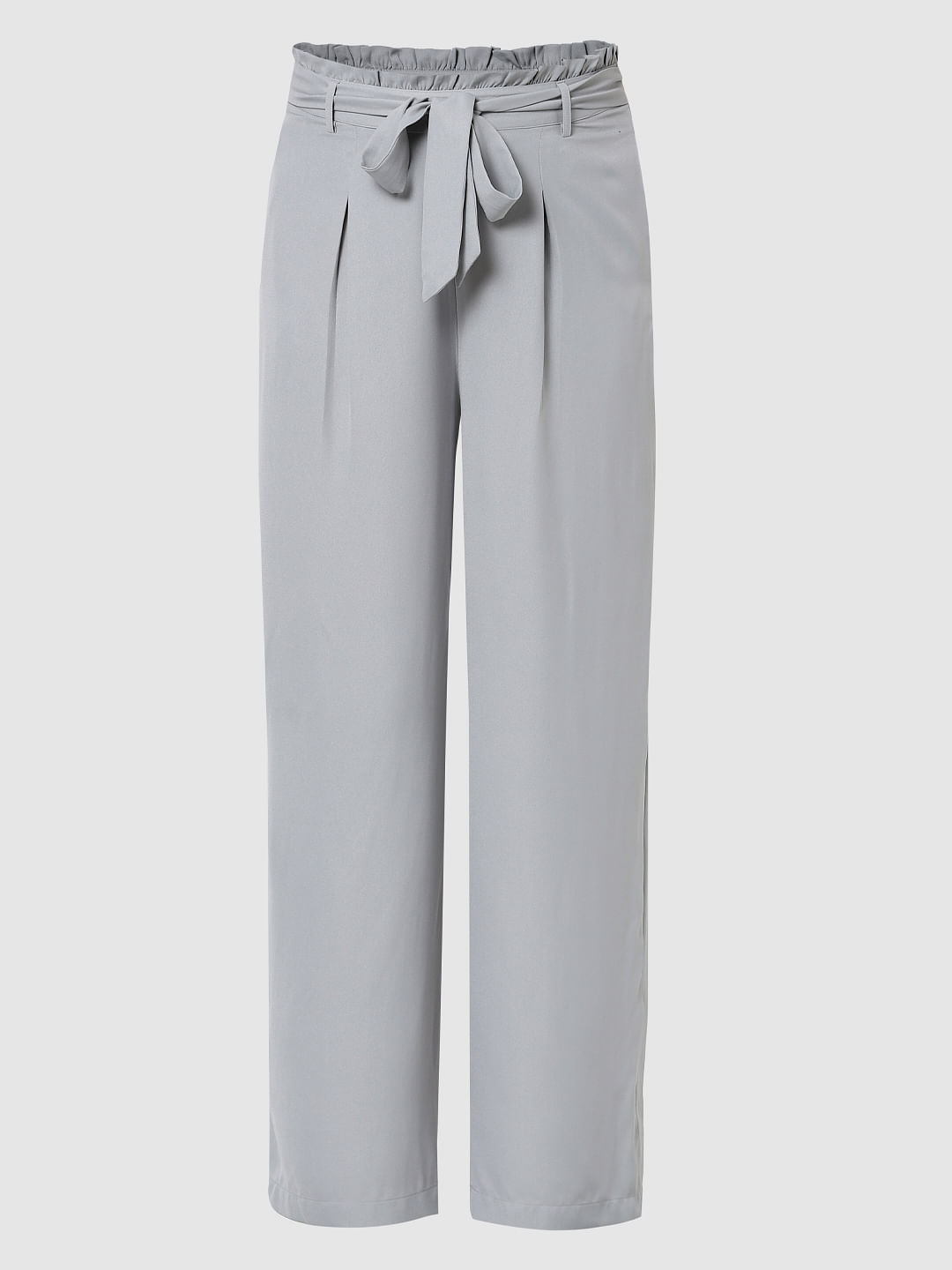 Buy GO COLORS Women Grey Stripes Cotton Wide Pants at Amazon.in