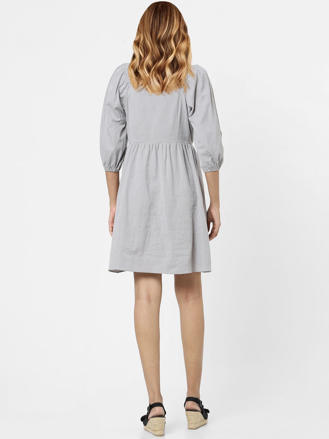 Grey fit on sale and flare dress