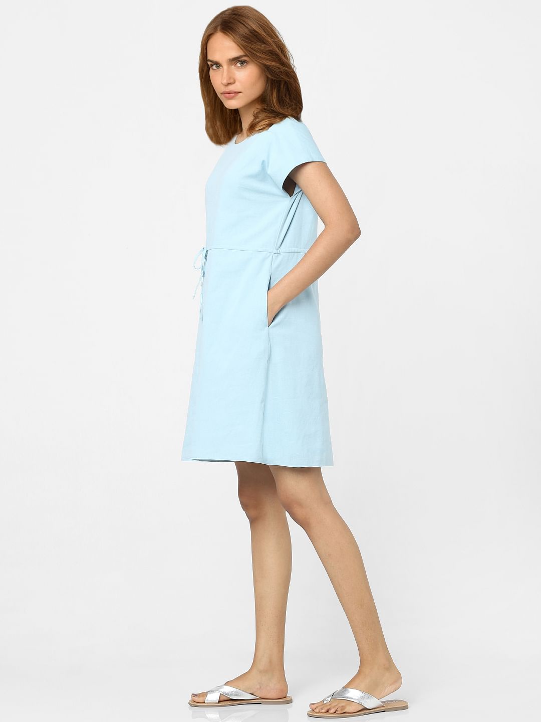 Blue shift 2024 dress short sleeve