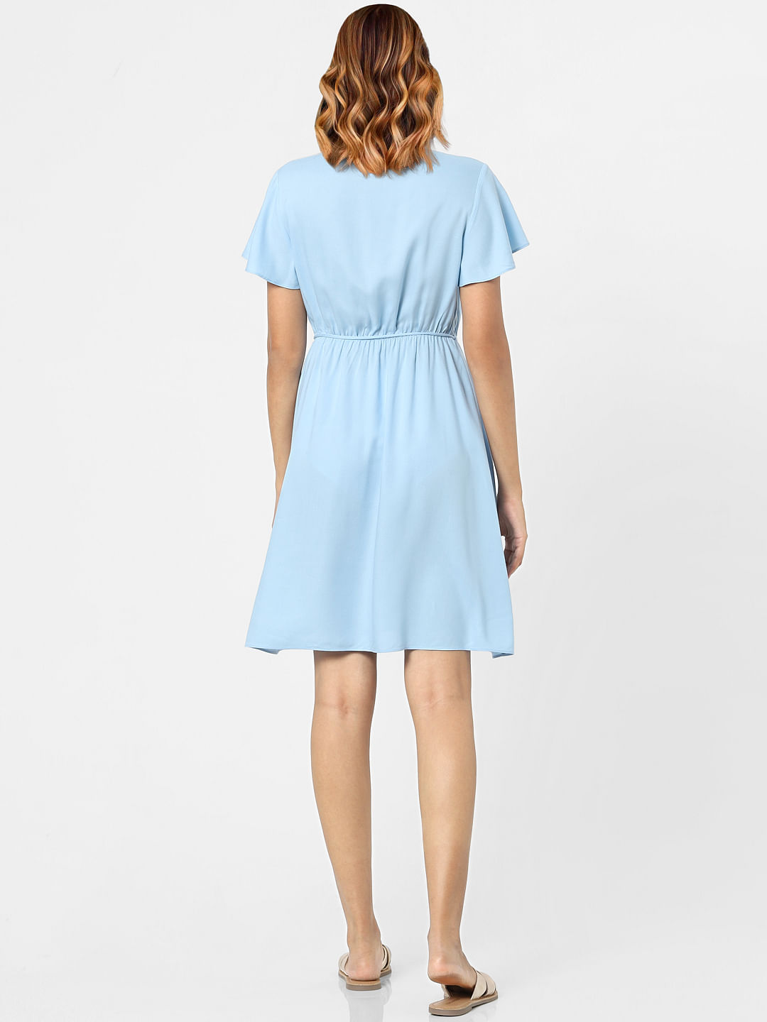 Baby blue fit store and flare dress